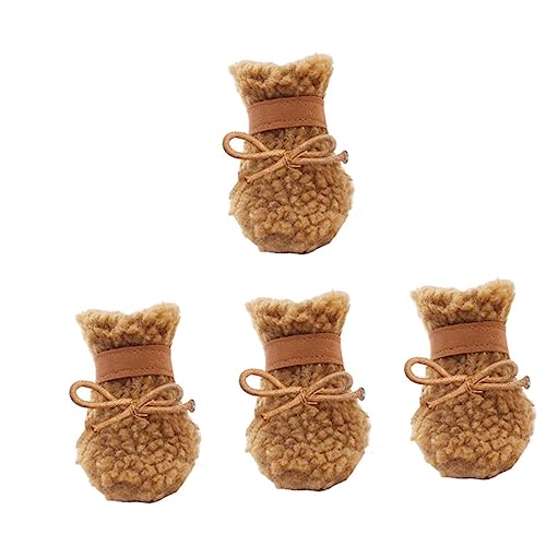 DRESSOOS 4 Stück Hundeschuhe Schneestiefel Dog Shoes Hundeschuhe für draußen Hundestiefel Schuhe gegen Hunde Anti-Hundeschuhe Pfotenschutz für Hunde winterlicher hundeschuh Plüsch Brown von DRESSOOS