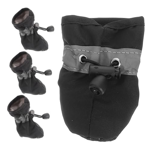 DRESSOOS 4 Stück Hundeschuhe The prot pet Supplies paw p Hunde-Boots Hundewinterstiefel Welpenhaustierschuhe Hundestiefel mit Kordelzug Haustier-Welpenschuhe Welpenstiefel Stoff Black von DRESSOOS