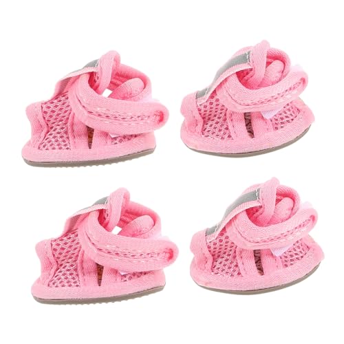 DRESSOOS 4 Stück Hundestiefel Für Sommer Atmungsaktive Mesh Sandalen Mit Anti Rutsch Sohle Für Haustiere Rosa Größe 2 Ideal Für Outdoor Aktivitäten Und Pfotenschutz von DRESSOOS