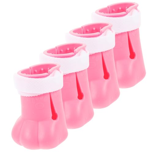 DRESSOOS 4 Stück Katzenfußabdeckung Aus Silikon Fangen Kratzen Kratzer Haustier Katze Katzenstiefel Nur Für Katzen Abdeckungen Für Katzenfüße Kratzfeste Stiefel Für Kat Rosa Kieselgel von DRESSOOS