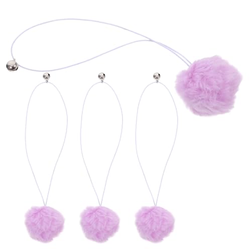 DRESSOOS 4 Stück Katzenkratzbaum Ersatzball Katzenbälle Mit Glöckchen Katzen Danglings Ball Mit Glöckchen Sisal Katzenbälle Katzenbäume Ersatzball Danglings Ball Katze Violetter von DRESSOOS