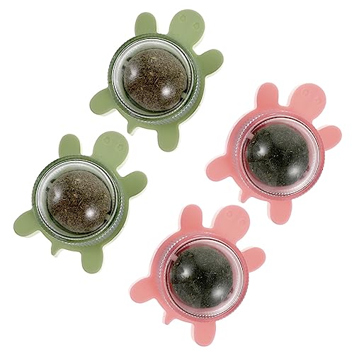 DRESSOOS 4 Stück Katzenminze Bälle Katzenzahnbälle Interactive cat Toy Natural Catnip katzenball Katzenminze Pflanzen für Katzen drinnen Katzenminze-Blasen für Wohnungskatzen PVC von DRESSOOS