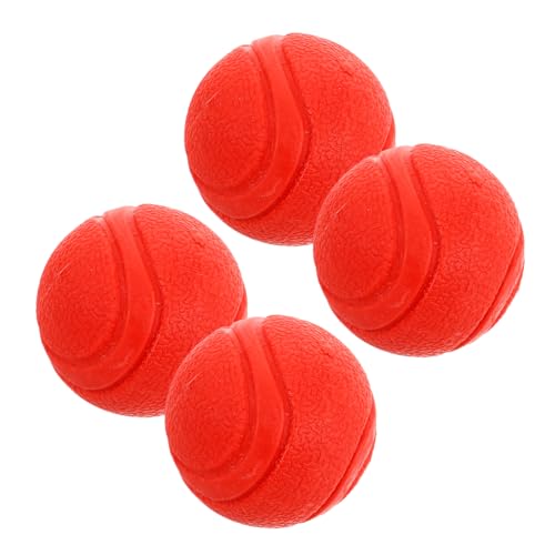 DRESSOOS 4 Stück Spielzeugball Für Haustiere Gummibälle Für Hunde Hüpfball Für Katzen Spielball Für Haustiere Beißspielzeug Für Welpen Quietschende Bälle Für Hunde Hundebälle Klein Rot von DRESSOOS