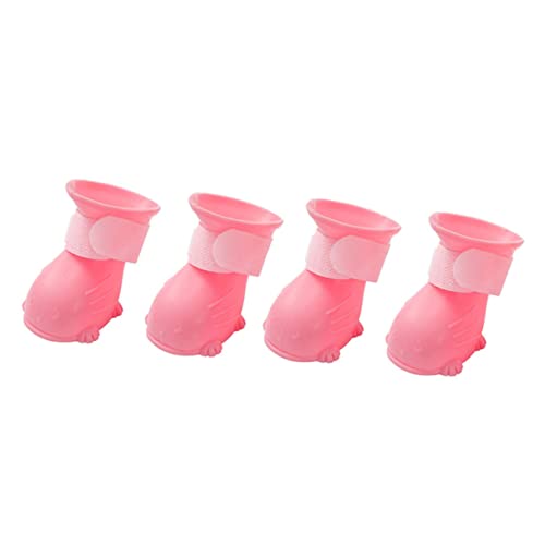 DRESSOOS 4 Stück wasserdichte Schuhe Regenstiefel für Hund wasserdichte Hundeschuhe Haustierschnee Hunde Schuhe Dog Shoes Haustierschuhe für Regentage wasserdichte Regenschuhe Schritt Rosa von DRESSOOS