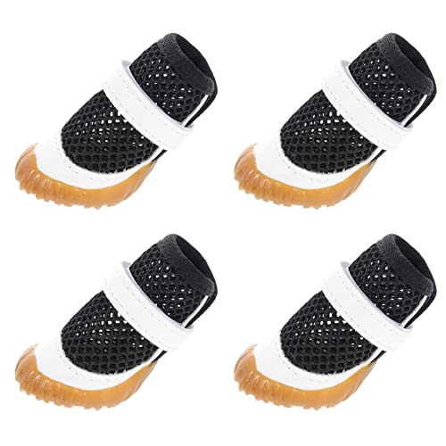 DRESSOOS 4pcs Sommerhundeschuhe Mesh Hundestiefel Sommer Welpe Boot Anti-schlupf-hundestiefel von DRESSOOS