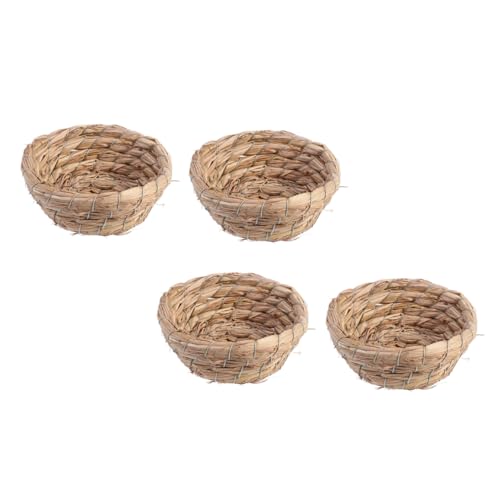 DRESSOOS 4pcs Stroh Vogel Nest Stroh Vogelkäfig Haustier Vogel Nest Stroh Gewebtes Vogelhaus von DRESSOOS