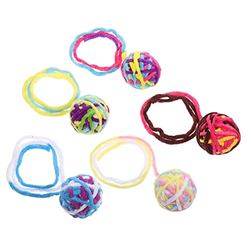 DRESSOOS Katzenspielzeug Set 5er Set Katzen Bälle Aus Mit Glöckchen Kreative Interaktive Katzenspielzeuge Bunten Farben Pink Regenbogen Für Katzen Und Kätzchen Katzenspielzeug Kitten von DRESSOOS