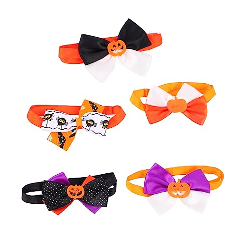 DRESSOOS 5st Haustier-Hund-Halloween-Fliege-Set Kürbis Hundehalsband Halloween-Haustier Haustiere Krawatten Katze Fliege Kragen Verstellbare Hundekrawatten Hundehalsbänder Für Welpen Tuch von DRESSOOS