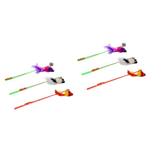 DRESSOOS 6 STK Haustier Katzenspielzeug interaktives katzenspielzeug Interactive cat Toy cat Stick katzenspielzeig Katze necken Stock Kätzchen neckendes Spielzeug Katze spielt Stock von DRESSOOS