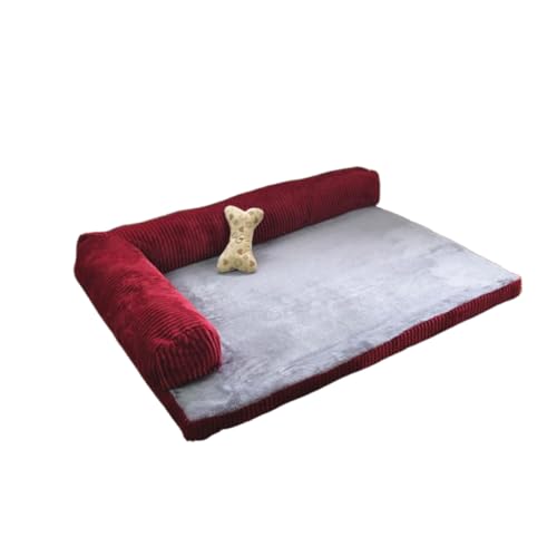 DRESSOOS Abnehmbares Haustierbett 70 cm Hundesofa Für Mittlere Hunde Warmes Ecksofa Aus Einfarbigem Cord Rotes Haustierkissen Ideal Für Katzen Und Hunde Komfortabel Und Stylisch von DRESSOOS