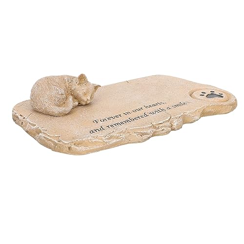 DRESSOOS Grabstein Zum Gedenken An Katzen Grabsteine ​​für Haustiere Katzengrabsteinmarker Schlafende Katze Katze-Garten-Statue Kleine Katzenfiguren Bilderrahmen Katze Light Brown Harz von DRESSOOS