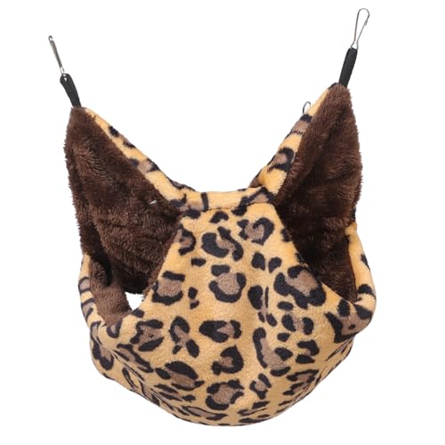 DRESSOOS Hamster Hängematte Schlafsack Meerschweinchen Zubehör Chinchilla-schlafbett Plüsch-Chinchilla-Bett Bequemes Hängemattenbett Chinchilla-Nest Bequemes Hamsterbett Flanell Leopard von DRESSOOS