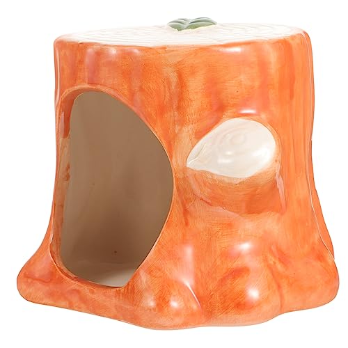 DRESSOOS Hamster Nest Aus Keramik Hamsterkäfig Staub Meerschweinchen Hamsterkäfige Schildkröte Sichter Hängemattengestell Tank Hamsterversteck Kaninchen Träger Orange von DRESSOOS