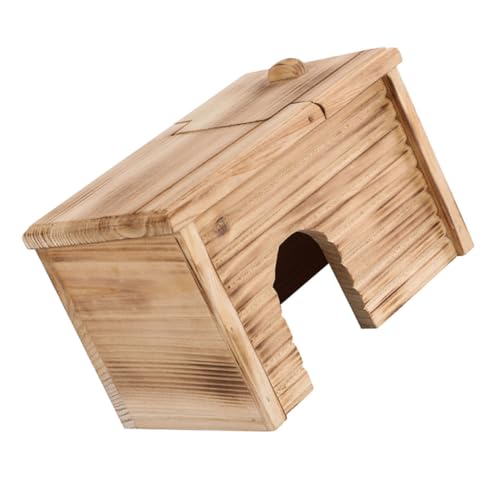 DRESSOOS Hamsterhütte hamsterhaus Hamster käfig Hamster Holzhaus blockbohlenhaus Hamster Schlafplatz Rattenhaus empfindliches Hamsterversteck Rattenversteckhütte Versteck für Ratten hölzern von DRESSOOS