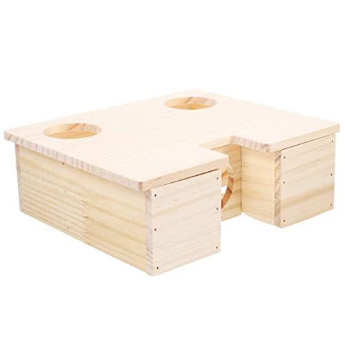 DRESSOOS Hamsterkäfig Holzhaus Meerschweinchenkäfig Heu Haustier Wurf Hamsterhaus mit Labyrinth Hamsterhaus mit Mehreren Kammern Spielzeug Lebensräume meerschweinchen lebensraum Yellow von DRESSOOS