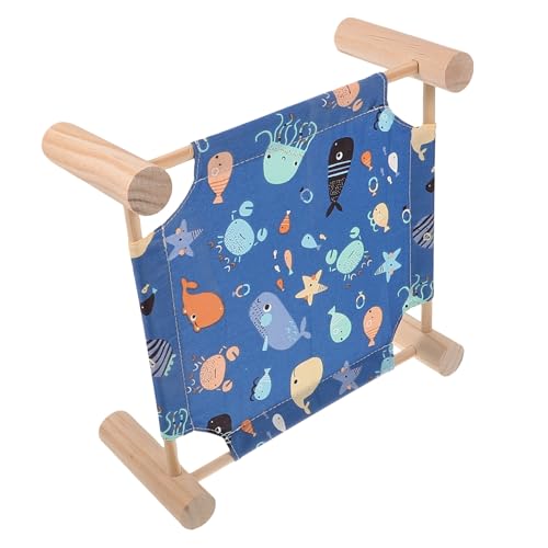 DRESSOOS Hamsternest Feldbett hamsterbett hamsterzubehör Kaninchenbett Hamsterhöhle haustierfeldbett Hamster Haustierbett tragbares Igelbett Meerschweinchen-Hängematte mit Ständer Holz Blue von DRESSOOS