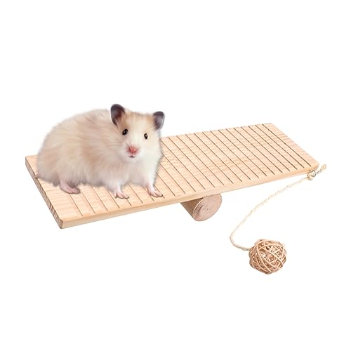 DRESSOOS Hamsterspielzeug Hamster hamsterzubehör Hamster Käfig Hamster zubehör Hamster Wippe Hamster, der Wippe spielt Wippe für Haustiere Hamsterwippe Bambus von DRESSOOS