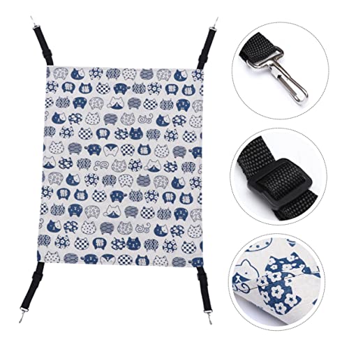 DRESSOOS Haustier Katze Hängematte Babybett Katze Barsch Haustierkäfig-Hängematte Haustiere Hängematte Katze ruht pet Bed petbett Haustiere hängendes Bett Hängendes Haustierbett Leinen Navy von DRESSOOS