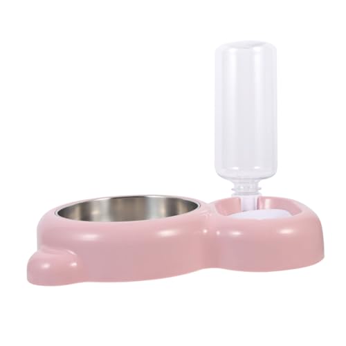 DRESSOOS Haustier Katzennapf pet Feeder pet Food Container katzenschalen cat Bowl katzenfutter Gerichte Futterspender für Katzen Futterautomat für Haustiere Rostfreier Stahl Rosa von DRESSOOS