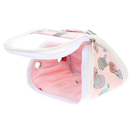 DRESSOOS Haustiertasche mitnehmen Reisen Meerschweinchentransportbox für Hund autokiste Reisetasche für Haustiere Haustierträger reisetaschen Rennmausträger Hamstertasche Stoff Rosa von DRESSOOS