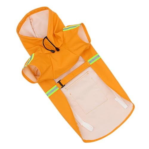 DRESSOOS Hund Regenmantel Poncho Haustierbedarf mit Kapuze Hundeleine gießen hunderegencape hunderegenmantel Regenmantel für Hunde Hunderegenmäntel für große Hunde wasserdicht Nylon Orange von DRESSOOS