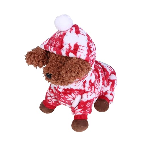 DRESSOOS Hund Weihnachtstuch Outdoor-Bekleidung Kapuzenpullover für Hunde weihnachtsmantel weihnachtsjacket Haustierkleidung Outfit Haustier-Partykostü Party-Hundetuch Weihnachten Overall von DRESSOOS