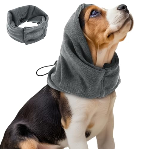 DRESSOOS Hundehalsband Schals Für Hunde Ohrenschützer Für Hunde Hundeohrenschützer Lärmschutz Wintermützen Für Hunde Ohrenschützer Für Haustiere Hund Wintermütze Snood Dark Grey Polyester von DRESSOOS