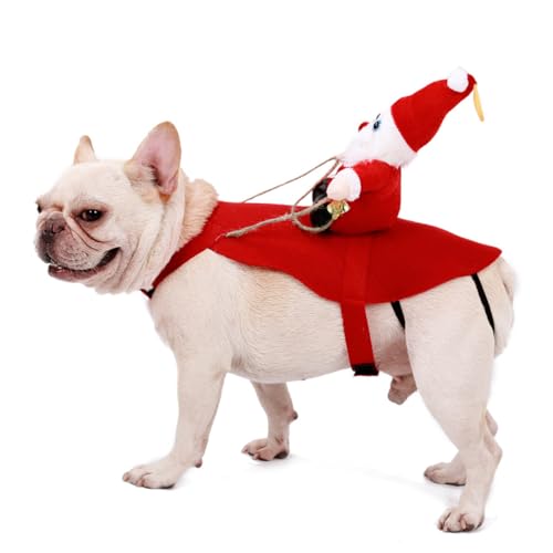 DRESSOOS Hundekleidung Winterbekleidung Hund Santa Reiten Rentier Kostü Hunde-weihnachtsmann-Outfit Weihnachtsmann-kostü Winterkleidung Halloweenkostü Hundemantel Herbst Und Winter Rot von DRESSOOS