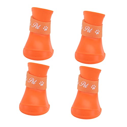 DRESSOOS Welpe Hundeschuhe Für Mittelgroße Hunde Hundestiefel Für Kleine Hunde Regenstiefel Für Welpen Orangefarbene Stiefel Hündchen-Regenstiefel Socken Winter Weihnachtsstiefel von DRESSOOS