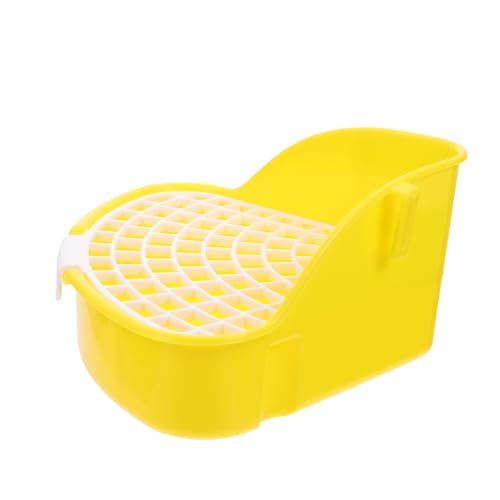 DRESSOOS Kasten Kaninchentoilette Feeder-Tasche Kaninchenkäfig Töpfchen Trainingssitz Hunde-PIPI-pad-Halter Meerschweinchen Katzentoilette Meerschweinchentablett Zubehör Urne Plastik Yellow von DRESSOOS