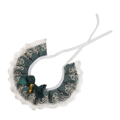 DRESSOOS Katze Hund Spitzenschal Hunde hundekragen geblümtes Katzenhalsband Welpenhalsbänder für kleine Welpen Hündin schickes Katzenhalsband Haustier-Spitzenhalskette Army Green von DRESSOOS