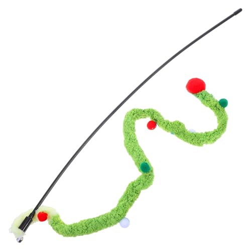 DRESSOOS Katze Lustiges Stick-katzenspielzeug Zauberstäbe Für Katzen Interaktives Spielzeugspiel Katzenunterhaltung Katzenvergnügen Für Drinnen Teaser-zauberstäbe Indoor-spaß Green Plüsch von DRESSOOS