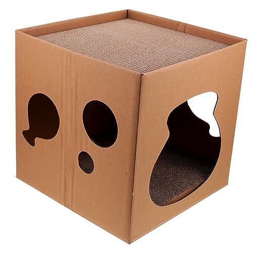 DRESSOOS Katzenkratzbrett Katzenhaus Kratzer Katzenhaus aus Pappe Katzenbett silikatische katzenstreu Papphäuser Kratzunterlage für Katzen aus Pappe Papphaus Karton Wellpapier von DRESSOOS