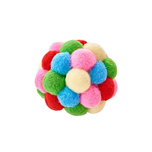 DRESSOOS Katzenspielzeug Pompon 7 cm Bunte Regenbogenfarben Interaktiver Teaser Ball Für Katzen Zufällige Farben Kreatives Haustier Kauen Spielzeug von DRESSOOS