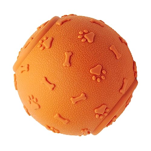 DRESSOOS Kauspielzeug Für Hunde Welpen Quietschender Ball Spielzeug Zum Apportieren Von Hunden Interessantes Hundespielzeug Beißspielzeug Quietschendes Welpenspielzeug Orange Gummi von DRESSOOS