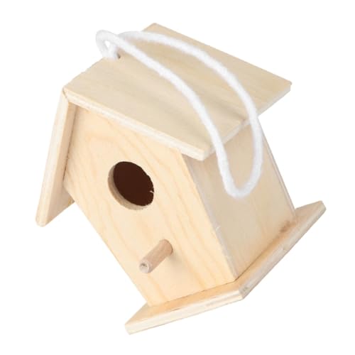 DRESSOOS Mini DIY Holz Vogelhaus Mit Juteseil Handgemachtes Spielzeug Vogelnest Für Vögel Ideales Nistplatz Und Dekoration Für Garten Und Balkon von DRESSOOS