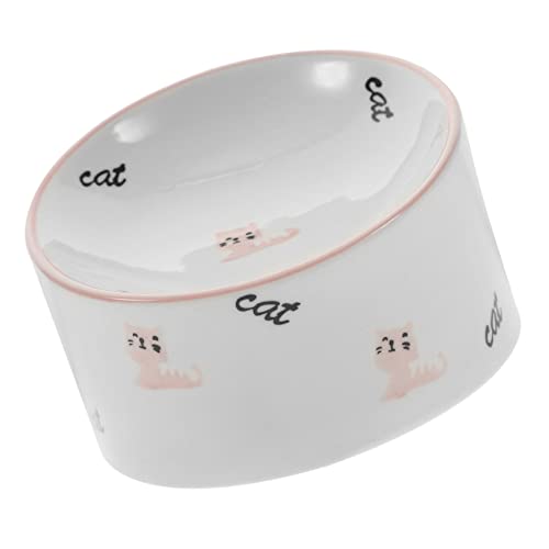 DRESSOOS Neigbarer Katzennapf aus Keramik kompakter Katzennapf hundezubehör Katzennapf mit Sockel pet Bowl katzenfutter schüssel praktischer Katzennapf Katzenversorgung Rosa von DRESSOOS