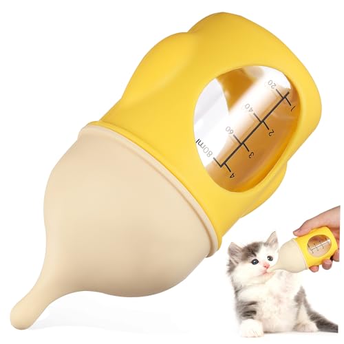 DRESSOOS PET-Flasche Wiederverwendbare Milchflasche Stillflasche für Haustiere Kätzchenflaschen zum Stillen Welpenflaschen katzenpflege Hunde stillflasche Welpen-Essentials Kieselgel Yellow von DRESSOOS