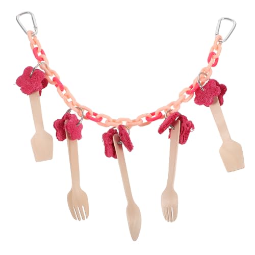 DRESSOOS Papagei Spielzeug knete Spielzeug knetspielzeug chew Toy Vogelspielzeug wohnungseinrichtung Bird Toys Vögel Spielzeug Papagei hängendes Kauspielzeug Papageienspielzeug hölzern Rosa von DRESSOOS