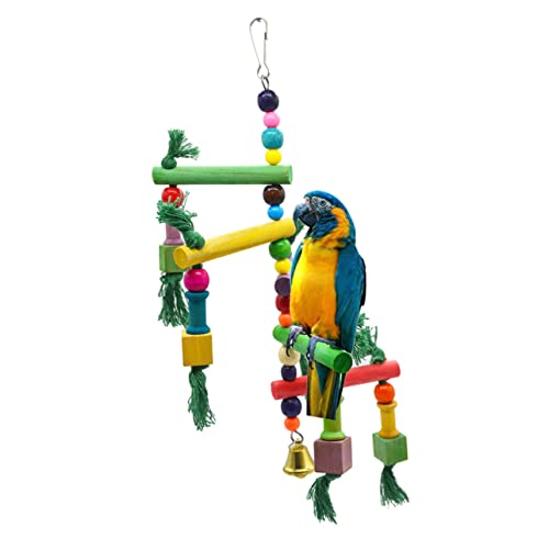 DRESSOOS Papageien-Kletterspielzeug schaukel Vogelspielzeug Spielset aus Holz Kauspielzeug für Vögel Spielzeuge Papageienleiterspielzeug Vogelleiter Spielzeug Klettern Papageienzubehör von DRESSOOS