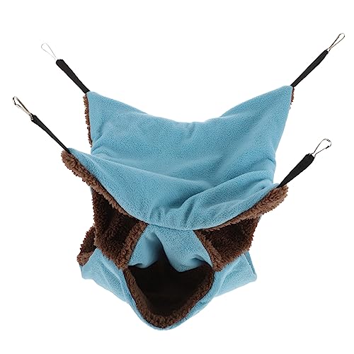 DRESSOOS Schlafsack Für Haustiere Hängematten-hängetunnel Hamsterrattenversteck Haustier-hängemattenbett Hamster-hängematte Hamsterhausbett Hängematte Warmes Bett Hamsterkäfig Blue Flanell von DRESSOOS