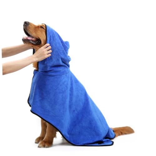 DRESSOOS Schnell Trocknendes Haustier Badetuch Größe L Blau Hochabsorbierender Wasserbademantel Für Hunde Und Katzen Ideal Zum Trocknen Nach Dem Oder Schwimmen von DRESSOOS