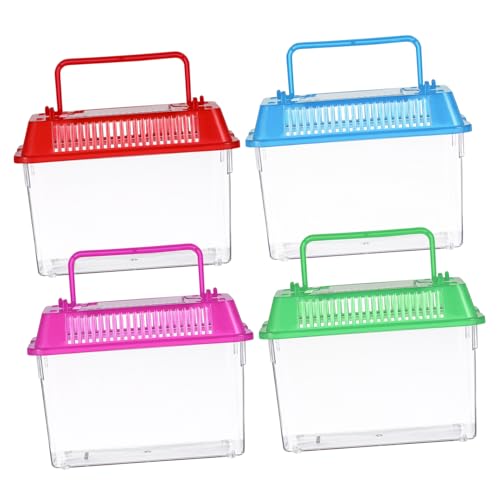 DRESSOOS Tragbare Aquarium Handheld Fischtanks 4 Stück Transparente Schildkrötenbox Haustier Hamster Box Ideal Für Reisen Und Zuhause Robustes Material von DRESSOOS