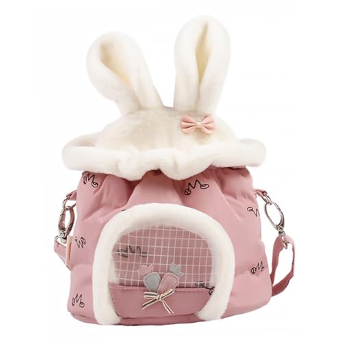 DRESSOOS Kuschelige Tragetasche Für Kleine Haustiere Tragbare Hamster Und Eichhörnchen Tasche Aus üsch Ideal Für Ausflüge Und Reisen Pink Mit Schulterriemen von DRESSOOS