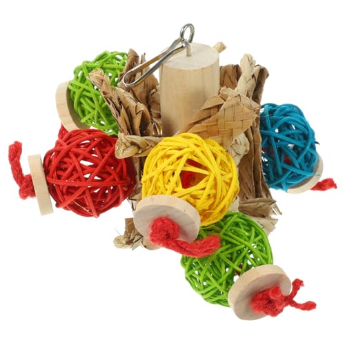 DRESSOOS Vogelbarsch vogelkäfig zubehör vogelzubehör für käfig Vogelkäfig-Schaukel Parrot Toys Papageienbarsch Vogel Träger Kauspielzeug für Vögel Kauspielzeug für Nymphensittiche hölzern von DRESSOOS