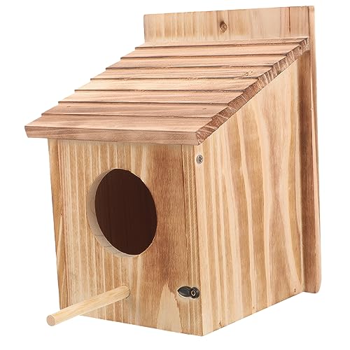 DRESSOOS Vogelhaus Aus Holz Wetterfestes Hängendes Nistkasten Bausatz Für Garten Taubensicher Und Ideal Futterstelle Für Wildvögel Inkl Garten Vogeltränke Natürliche Optik von DRESSOOS