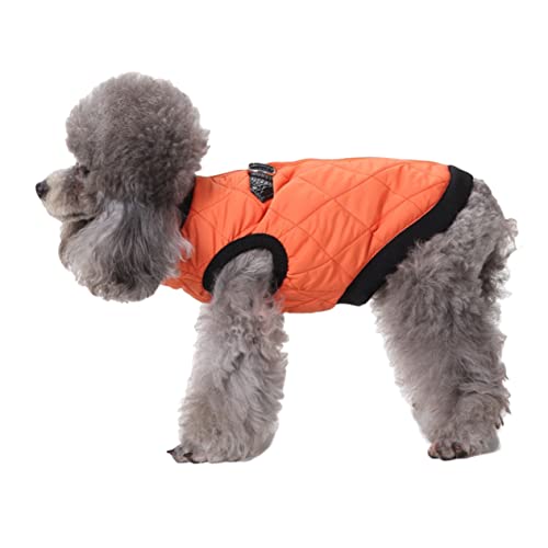 DRESSOOS Warmer Hundemantel Für Den Winter Winddicht Mit Reißverschluss Für Welpen Und Kleine Hunde Größe M Orange Bequeme Weste Für Kalte Tage von DRESSOOS