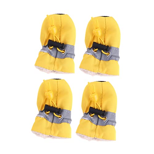 DRESSOOS rutschfeste Hundeschuhe Für Haustiere Regenstiefel Mit Dicker üsch Fußabdeckung Pfotenschutzsohle Für Hunde Gelbe Farbe Größe 2 Ideal Für Outdoor Aktivitäten Und Nasses von DRESSOOS