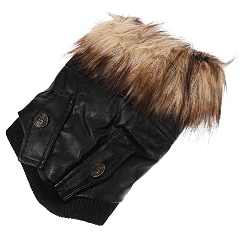 DRESSOOS warme Hundejacke Haustier Dackel Windeln Hundebekleidung Hundemäntel für kleine Hunde winterhundemantel Dog Raincoat Dog Clothes warme Welpenkleidung Winter hundemantel Pu Black von DRESSOOS