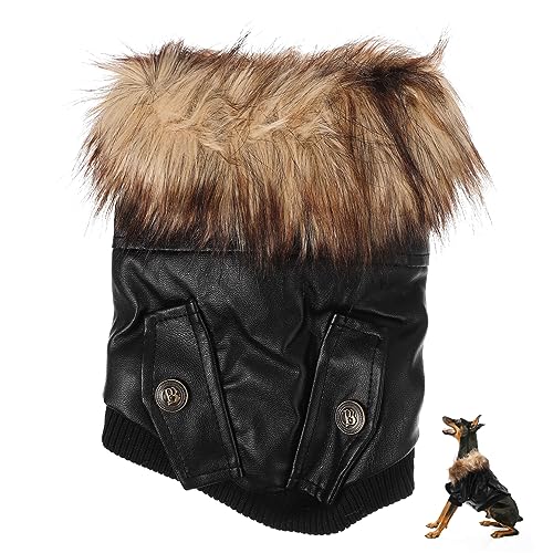 DRESSOOS warme Hundejacke winterhundemantel Dog Raincoat wasserdichter hundemantel hundejacken Haustier Kleiner hundemantel warmes winterhundeoutfit Winterkleidung für Hunde Plüsch Black von DRESSOOS